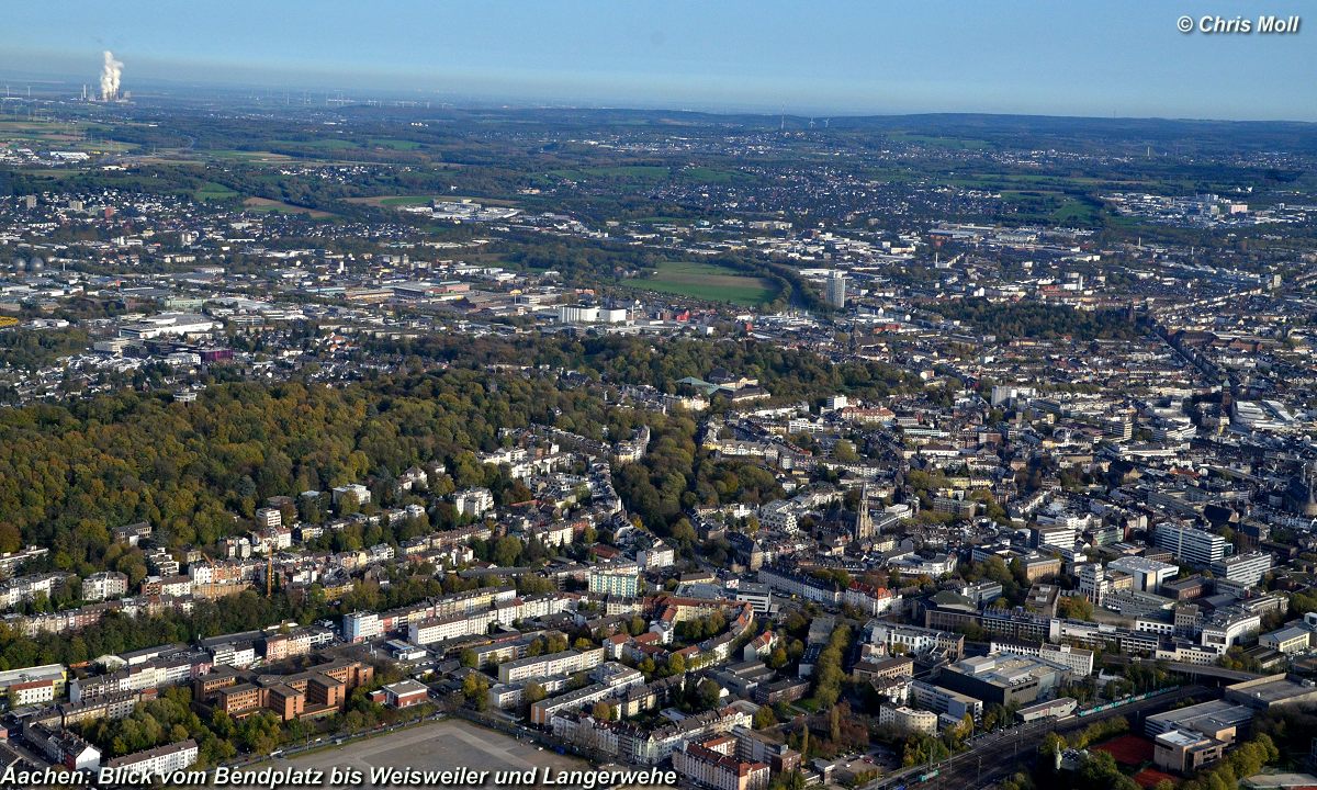 Aachen, Luftbild:  Bendplatz mit Blick bis Eschweiler-Weisweiler